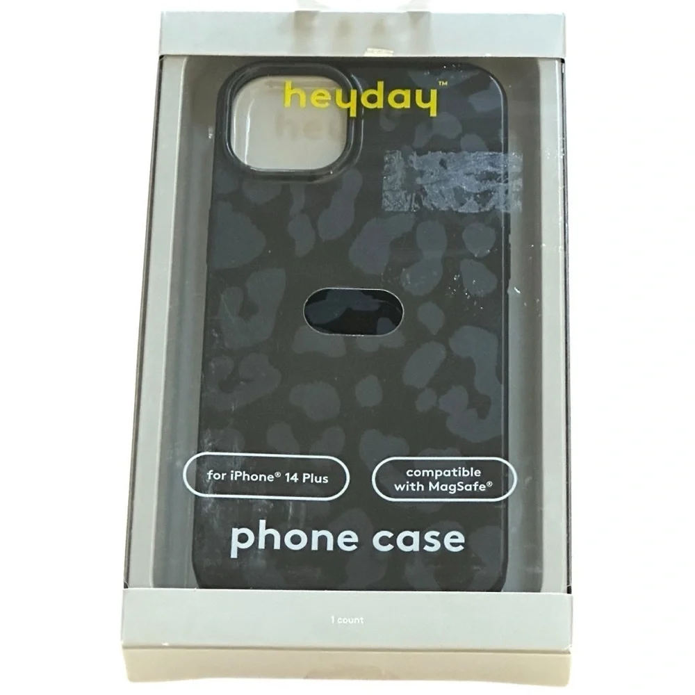 Heyday NIB Apple iPhone 14 Plus Magsafe Black Leopard Phone Case